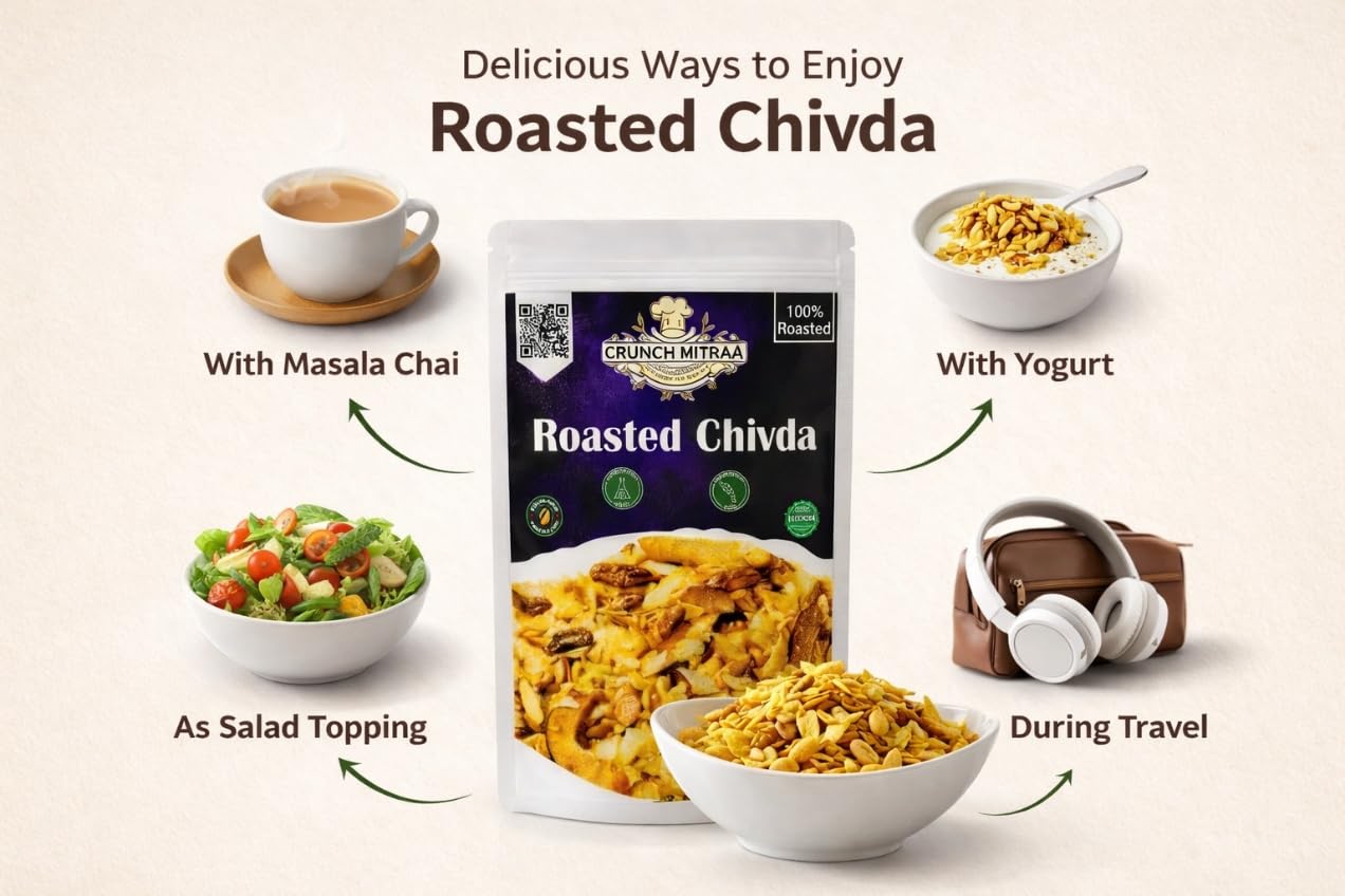 crunchmitraa Roasted Chivda Namkeen | 100g Pack of 1 | Crispy Indian Snack Mix | No Artificial Colours | Preservative & Palm Oil Free