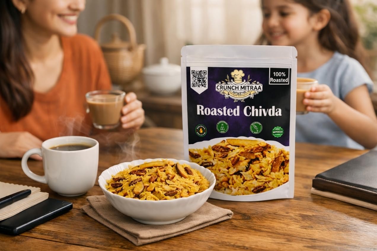 crunchmitraa Roasted Chivda Namkeen | 100g Pack of 1 | Crispy Indian Snack Mix | No Artificial Colours | Preservative & Palm Oil Free