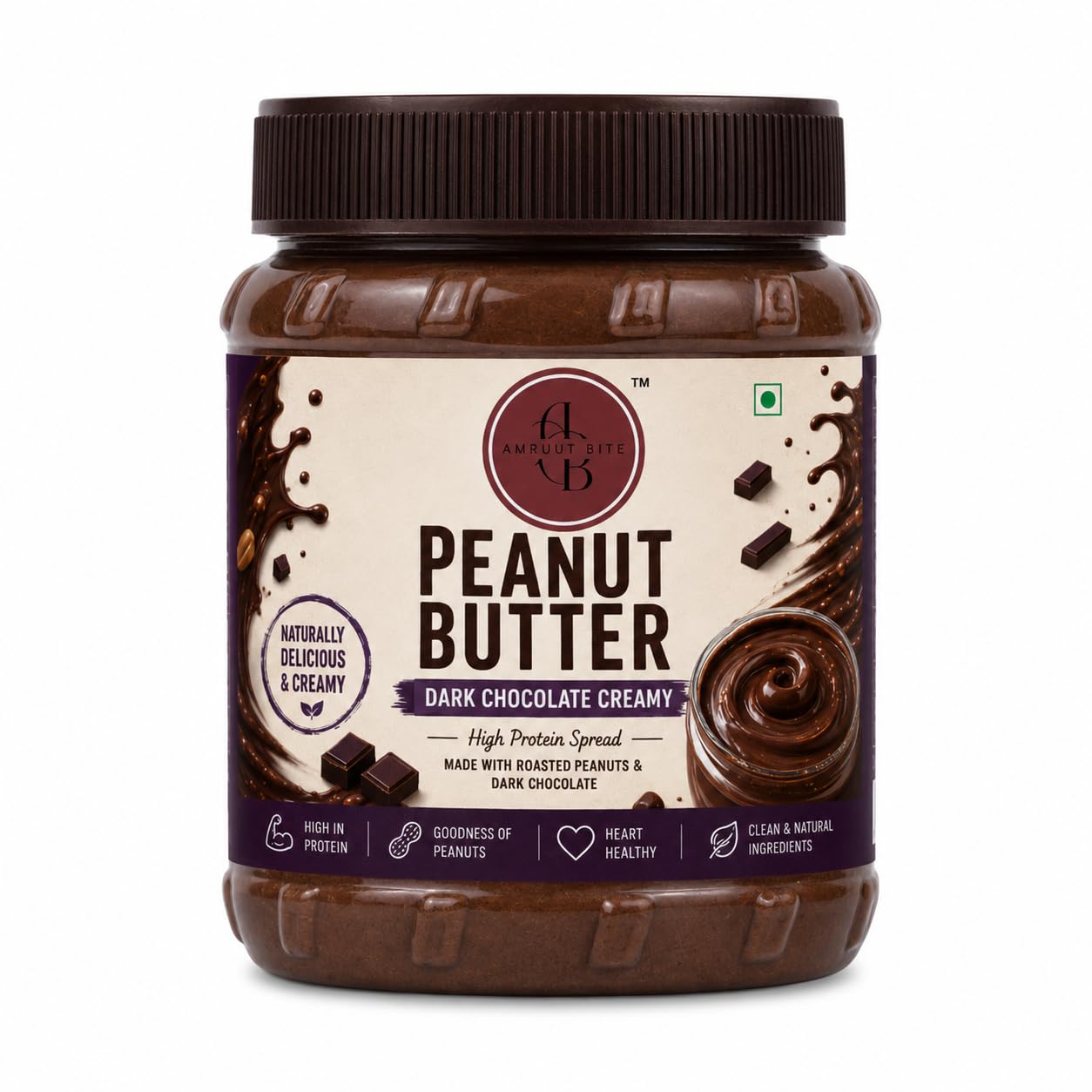 Dark Chocolate Creamy Peanut Butter Spread | Rich, Smooth & Creamy Chocolate Peanut Butter | High Protein Nut Spread for Bread, Toast, Smoothies & Snacks | No Added Preservatives