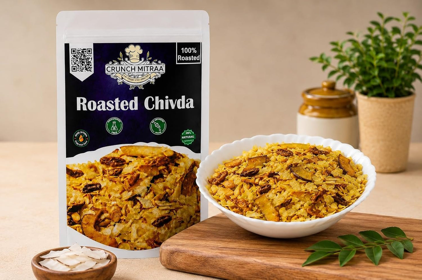 crunchmitraa Roasted Chivda Namkeen | 100g Pack of 1 | Crispy Indian Snack Mix | No Artificial Colours | Preservative & Palm Oil Free