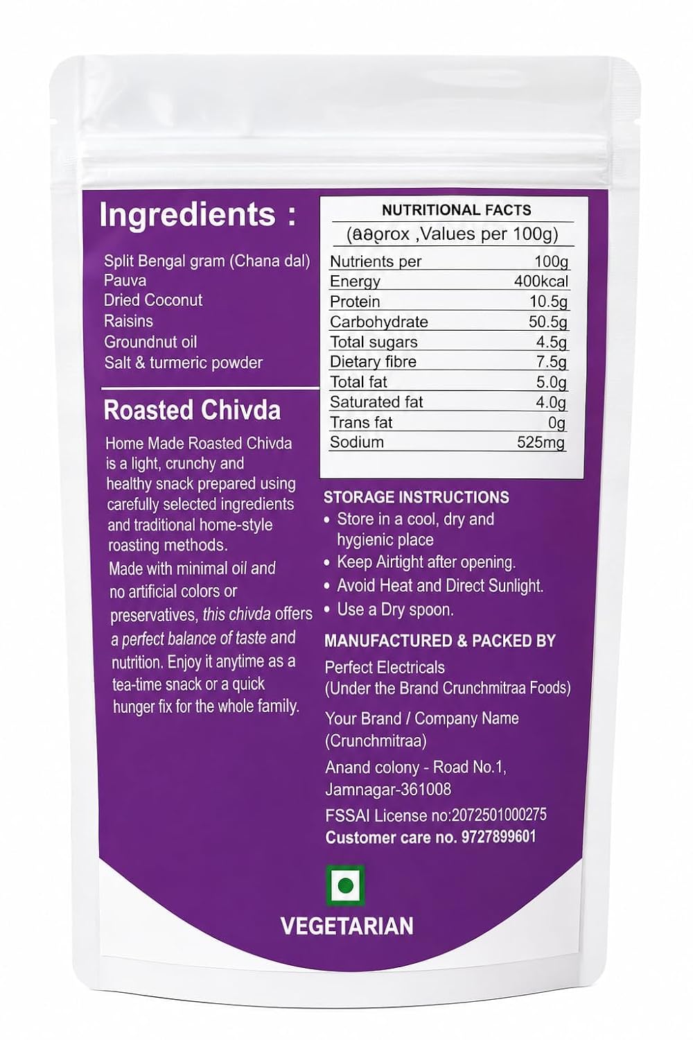 crunchmitraa Roasted Chivda Namkeen | 100g Pack of 1 | Crispy Indian Snack Mix | No Artificial Colours | Preservative & Palm Oil Free