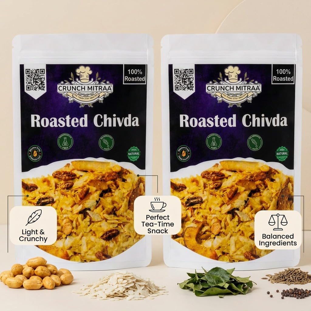 crunchmitraa Roasted Chivda Namkeen | 100g Pack of 1 | Crispy Indian Snack Mix | No Artificial Colours | Preservative & Palm Oil Free