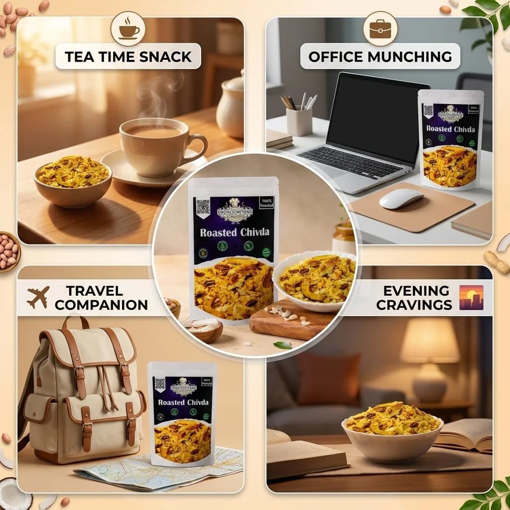 crunchmitraa Roasted Chivda Namkeen | 100g Pack of 1 | Crispy Indian Snack Mix | No Artificial Colours | Preservative & Palm Oil Free
